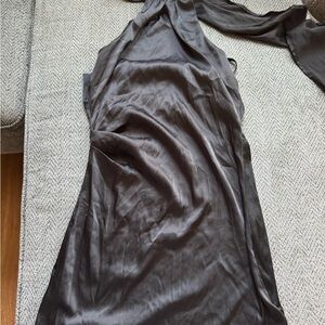 Elegant Gray Satin Dress